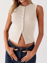 Load image into Gallery viewer, Lovelet Button Up Round Neck Tank
