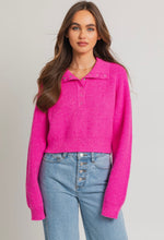 Load image into Gallery viewer, Le Lis Ribbed Crop Sweater, Fuchsia
