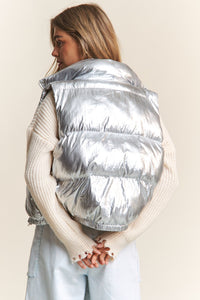 Shiny Metallic Puffer Vest