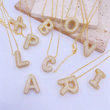 Load image into Gallery viewer, Rhinestone Bubble Initial Necklace V-Z
