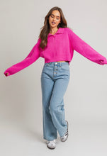 Load image into Gallery viewer, Le Lis Ribbed Crop Sweater, Fuchsia

