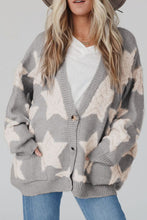 Load image into Gallery viewer, Sherpa Star V-Neck Cardigan with Pockets
