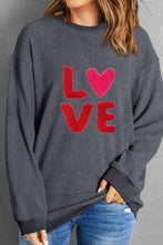 Load image into Gallery viewer, Valentine’s Day LOVE Round Neck Long Sleeve Sweatshirt
