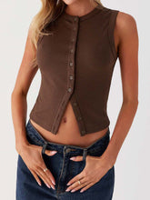 Load image into Gallery viewer, Lovelet Button Up Round Neck Tank
