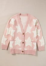 Load image into Gallery viewer, Sherpa Star V-Neck Cardigan with Pockets
