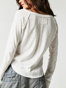 Notched Long Sleeve T-Shirt