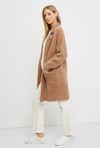 Long Fuzzy Coat, Taupe