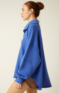 Free People Warm Down Pullover, Cobalt