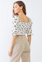 Load image into Gallery viewer, Floral Ruffle Smocked Back Ruched Crop Top
