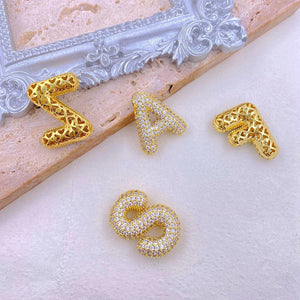 Rhinestone Bubble Initial Necklace A-K