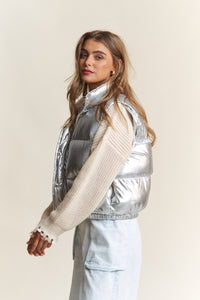 Shiny Metallic Puffer Vest