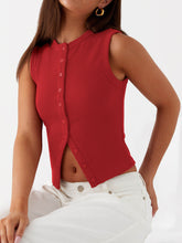 Load image into Gallery viewer, Lovelet Button Up Round Neck Tank
