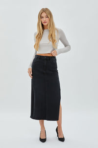 Hidden Jeans Peyton Side Slit Midi Skirt, Black