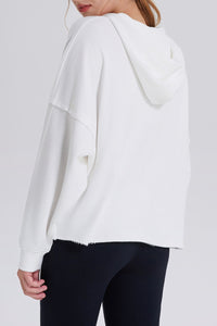 Drawstring Frayed Hem Long Sleeve Hoodie