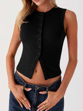 Load image into Gallery viewer, Lovelet Button Up Round Neck Tank
