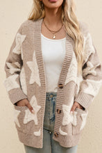 Load image into Gallery viewer, Sherpa Star V-Neck Cardigan with Pockets
