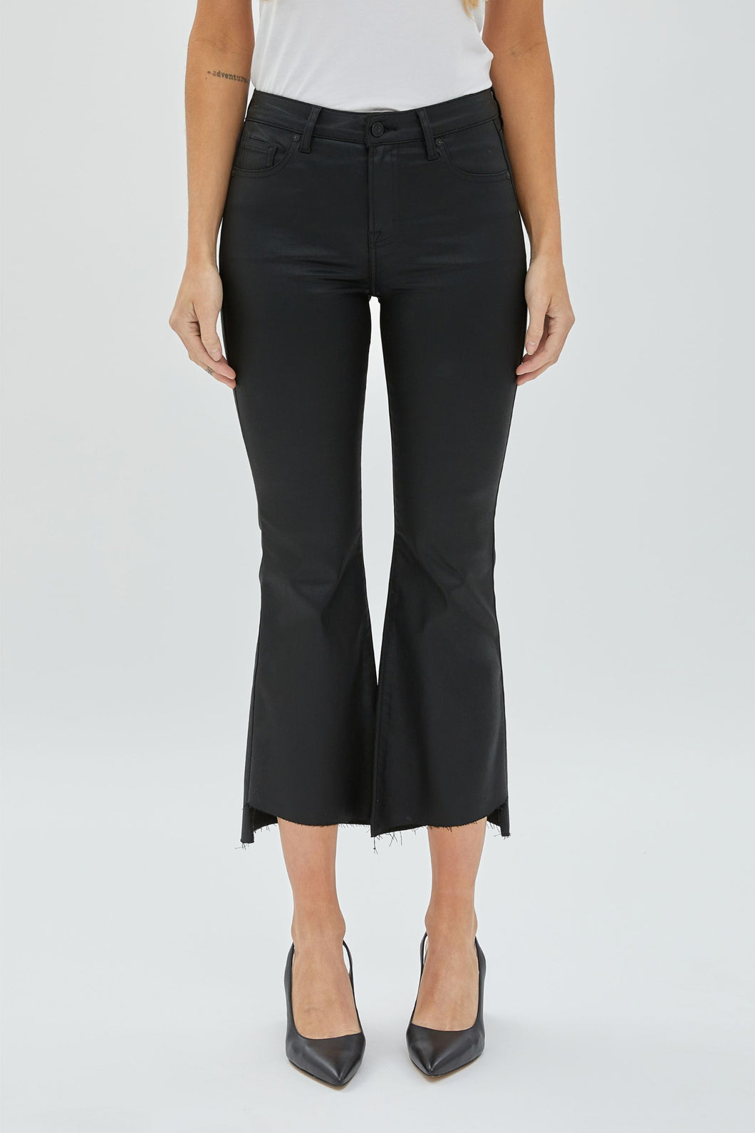 Hidden Jeans Coated Cropped Flare, Black